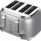 Salton NuRetro Digital 4 Slice Toaster - Metallic Silver-Extra-wide self centering slots accommodate thick artisan bread and ensure even toasting on both sides