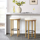 Modway Fable Boucle Fabric Bar Stools - Oak Ivory - Set of 2-Boucle Fabric Upholstery