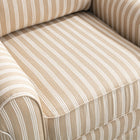 Ebello Kandyn 29.7" W Modern Soft Stripe Upholstered Swivel Barrel Chair with Removable Cushion - Brown-Dimensions: 35" H x 29.7" W x 33.6" D