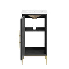 Modway Awaken 18" Bathroom Vanity - White/Black-Solid Wood and MDF Construction