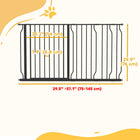 PawHut 30"- 57" Extra Wide Dog Gate with Double Locking System - Black-Material: Steel, ABS