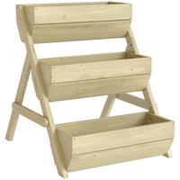 Outsunny 3-Tier Wood Planter Boxes - 29.5" L x 26" W x 29.9" H - Light Green-3-Level design vertical planter provides spacious space to grow flowers, vegetables, plants 