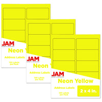 JAM Paper Mailing Address Labels, 2" x 4", Neon Yellow, 3 sets of 120-Size: 2" x 4"