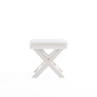 Manhattan Comfort Abigail 20.47" Mid-Century Modern Velvet Upholstered Ottoman Bench - Cream-Delivered to you Fully Assembled! No Assembly Required