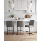 Manhattan Comfort Serena 17.71" Modern Leatherette Upholstered Counter Stool - Grey - 3 Pack-Frame Made of Metal with Matte Black Finish