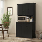 HOMCOM 71" H Buffet Cabinet with Hutch, Kitchen Pantry and Drawer - Black-Multiple door cabinets with shelves to store dishes, pots and pans, dry goods or appliances 