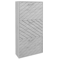 HOMCOM Slim Shoe Storage Cabinet with 3 Flip Drawers for 12 Pairs - Grey-3 flip drawers can store up to 12 pairs of shoes