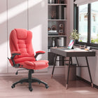 HOMCOM Faux Leather Executive Heated Massage Office Chair - Red-6 heating and vibrating points for 2 high back, 2 waist and 2 thigh with heating function and swing function