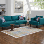 Modway Solimar Distressed Southwestern Aztec Area Rug - 8 ft W x 10 ft L - Multicolored-Tight Low Pile Weave