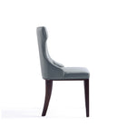Manhattan Comfort Reine 19.7" Traditional Faux Leather Upholstered Dining Chairs - Pebble Grey - Set of 2-Weight Capacity: 300 lb. Seat Height: 18.5"