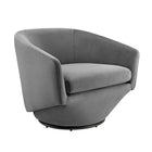 Modway Series Performance Velvet Fabric Swivel Chair - Grey-Swivel Accent Chair