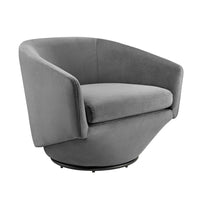Modway Series Performance Velvet Fabric Swivel Chair - Grey-Swivel Accent Chair