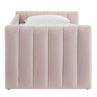 Modway Veyla Channel Tufted Performance Velvet Twin Daybed with Trundle - Pink-9