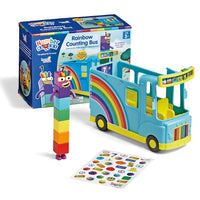 Hand2Mind Numberblocks Rainbow Counting Bus - Set of 3-Join Seven on a fun-filled adventure through Numberland. Equipped with 7 seats, 12 songs and sounds, and a fold-out back that reveals a rainbow, this colorful bus is perfect for creating your own Numberblocks stories!