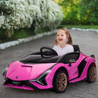 Aosom 12V Lamborghini Sian Kids Electric Ride-On Car - Pink-2 mode drive, manual and remote control 