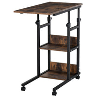HOMCOM 31.5" Mobile Standing Desk - Brown-3-tier design, offer large capacity 