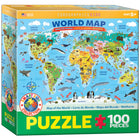 Eurographics Map of the World Illustrated Puzzle - 100 Pieces-Recycled board
