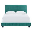 Modway Celine Channel Tufted Performance Velvet King Platform Bed - Teal-Performance Velvet Upholstery