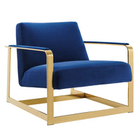 Modway Seg Performance Velvet Accent Chair - Gold Navy-Modern Accent Chair