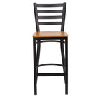 Flash Furniture HERCULES Series Black Ladder Back Metal Restaurant Barstool - Natural Wood Seat-Welded Joint Assembly