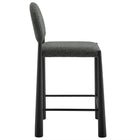 Modway Hayley Upholstered Fabric Counter Stools 2-Piece Set - Black/Anthracite-Adjustable Non-Marking Floor Glides