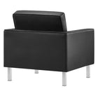 Modway Loft Tufted Vegan Leather Armchair - Silver Black-Non-Marking Foot Caps