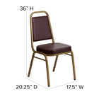 Flash Furniture HERCULES Series Trapezoidal Back Stacking Banquet Chair in Brown Vinyl - Gold Frame-2.5'' Thick Seat Cushion