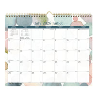 Blueline 12 Month Monthly Academic Wall Calendar - August to July - 15" H x 12" W - Splash Design - Bilingual-12 Months, July to June