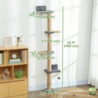 PawHut Cat Wall Furniture with 4 Perch Platforms - Dark Grey-A full sisal post fulfills natural scratching urges, protecting your furniture 