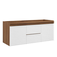 Modway Render 48" Double Sink Compatible Bathroom Vanity Cabinet - White/Walnut-Mid-Century Modern Vanity