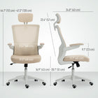 HOMCOM Ergonomic Office Chair with Adjustable Headrest - Beige-360° swivel seat and PU wheels for smooth movement on various floors