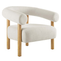 Modway Sable Upholstered Fabric Armchair - Ivory Natural-Rounded Open Profile