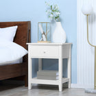 HOMCOM Modern 13.8" Nightstand - White-1 slide-out drawer provides convenient storage