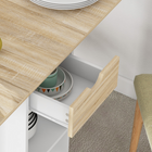 HOMCOM Drop Leaf Folding Dining Table with Drawer & Storage Shelves for 4-6 - Oak-Quality alloy steel hinges and control pins under the top provide strong support