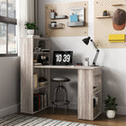 HOMCOM 47.2" Modern Computer Desk with Storage Shelves - Oak-Solid engineered wood construction 