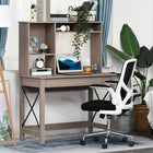 HOMCOM 41.3" Computer Desk with Storage - Brown-Particle board and steel construction ensures desk stability