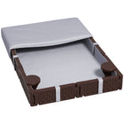 Qaba Kids Rectangular 73" HDPE Large Sand Pit with 4 Seats, Cover and Waterproof Bottom Liner - Brown-Holds up to 1320 lbs. of sand, Suitable for extensive play 