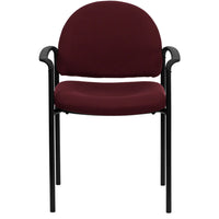 Flash Furniture Comfort Burgundy Fabric Stackable Steel Side Reception Chair with Arms-Guest Chair