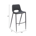 Zuo Desi Armless Barstool - Black - Set of 2-Plush and durable faux leather fabric