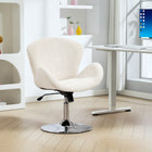 HOMCOM Swivel Desk Chair with Wide Seat - Butterfly Back - Cream White-Velvet-feel fabric provides a soft, luxurious touch