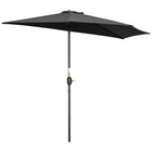 Outsunny Half-Round Patio Umbrella with Crank and 5 Ribs - 9' - Black-Diameter: 9ft, 5 firm ribs construction. 4.5ft from wall to umbrella tip