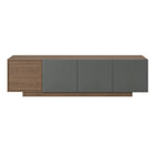 Nexera Riva TV Stand - 72" - Nutmeg/Greige-Generous Capacity: With ample space, this TV stand accommodates screens up to 80inches, providing the perfect platform for your entertainment needs. Upgrade yourviewing experience with a touch of Canadian craftsmanship and contemporary style