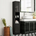 Kleankin High Gloss Bathroom Cabinet with Door and Shelves - Black-Colour: Black