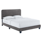 Modway Celine Channel Tufted Performance Velvet King Bed - Grey-Channel Tufted Headboard