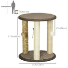 PawHut 17" Cat Tree with Hanging Toys and Jute Sisal Seagrass Scratching Post-Hanging toys for entertainment 
