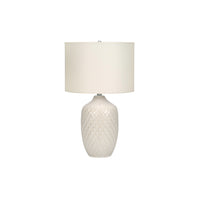 Monarch Specialties 25" H Transitional Table Lamp - Cream Ceramic / Ivory / Cream Shade-Bring some warmth and illumination to your living room, bedroom, or home office with this stylish 25"h transitional table lamp in a elegant ginger jar shape, finished in a textured glazed cream ceramic with a simple ivory drum shade and silver finial on top