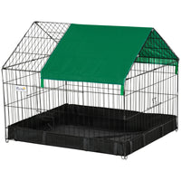 PawHut Metal Small Animal Cage with Water-Resistant Cover - Black-Two points of entries provide convenient access to the inside 