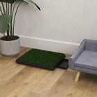 PawHut 20" L Dog Grass Pad with Tray and Artificial Grass for Dogs - Green-Material: PP, PE 