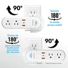 Bell+Howell Swivel Power Strip withg USB-C - White -With surge protection: With built-in 3000 watt surge protection. Now you can safely charge 9 devices at once while protecting gadgets from voltage spikes