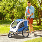 Aosom 2-in-1 Pet Stroller with Canopy and Storage Pockets - Blue-Zippered front/ back doors for easy entry 